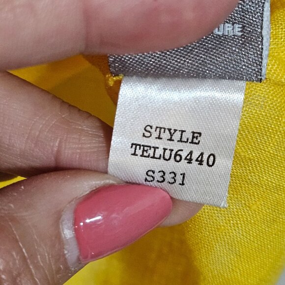 Spring Easter top Ellen Tracy Womens Yellow Tunic Shirt Size 16 100% Linen Relax - Picture 11 of 16